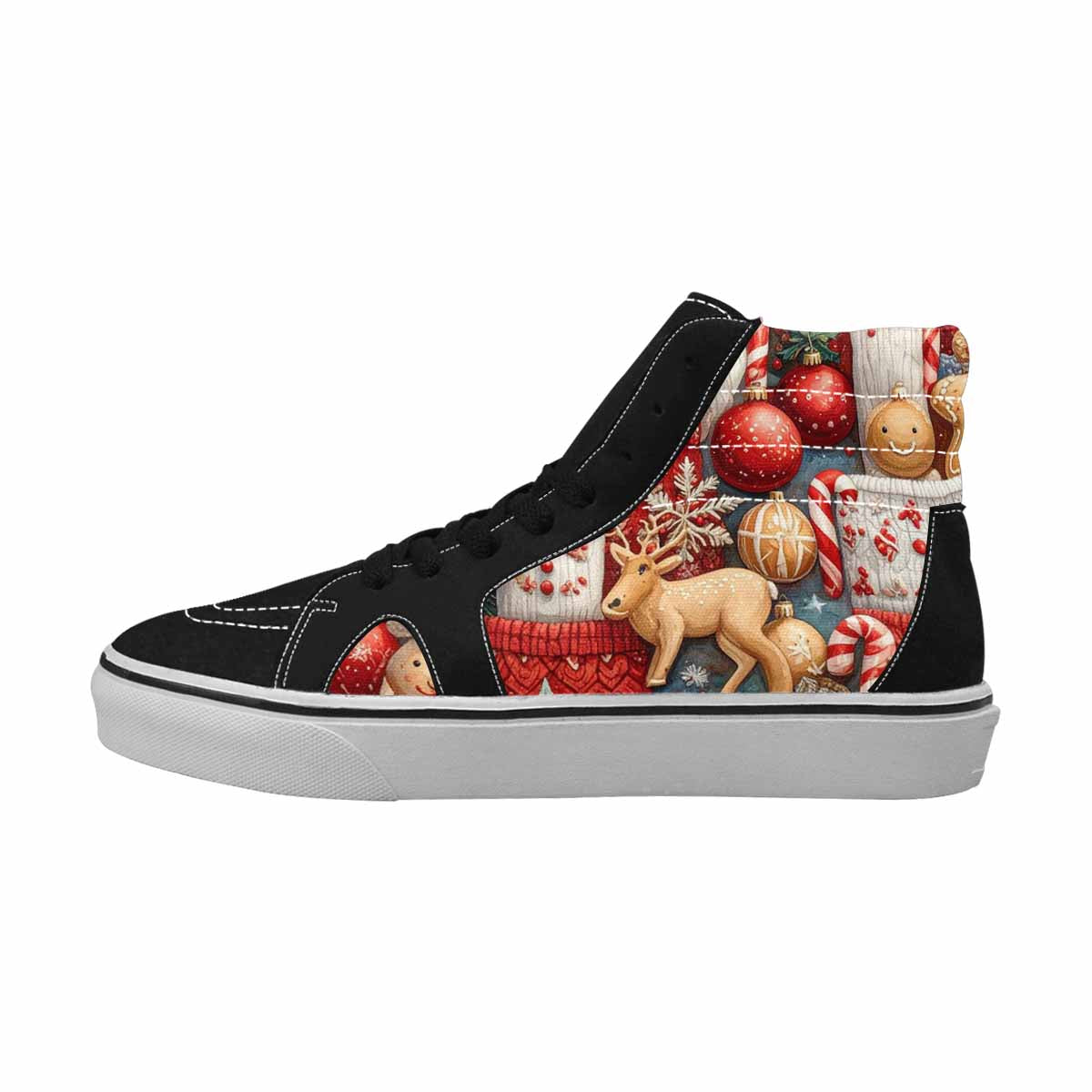 MEN'S Christmas Holly Snowflake High Top Canvas Aesthetic Custom Sneakers
