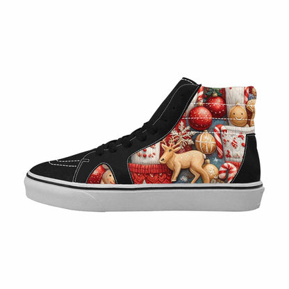 MEN'S Christmas Holly Snowflake High Top Canvas Aesthetic Custom Sneakers