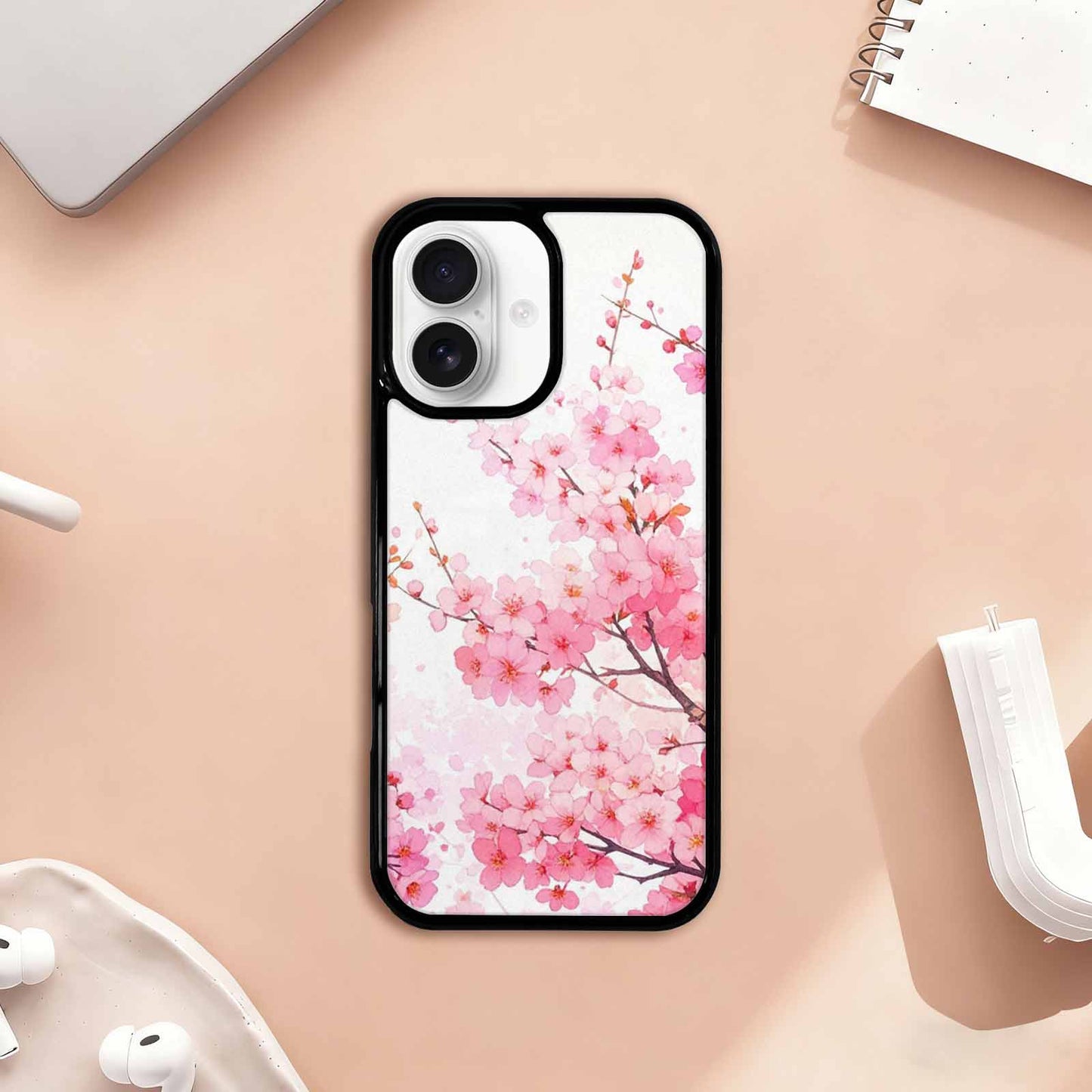 iPhone 17 Case — Cherry Blossom Branch Cherry Original Art, Custom Print Case Cover