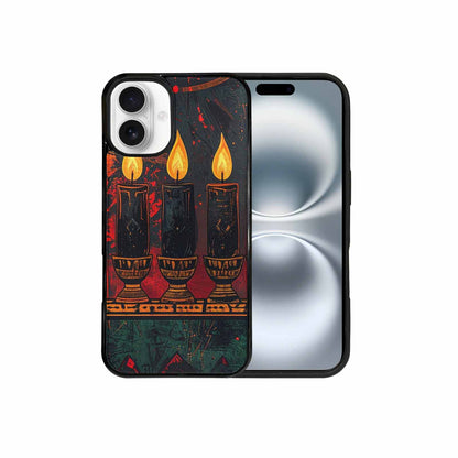 iPhone 16 Plus Case — Kwanzaa Kinara Pattern Seamless Repeat African, Custom Print Case Cover