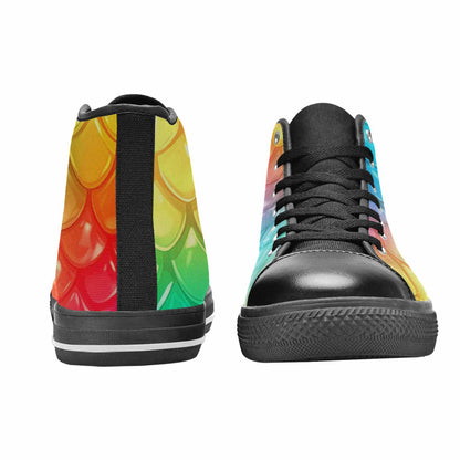 WOMEN'S Dark Snake Print High Top Canvas Cottagecore Custom Sneakers