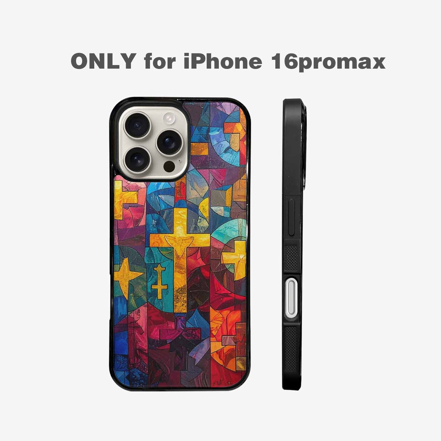 iPhone 16 Pro Max Case — Faith Cross And Faith Icons Pattern, Personalized Phone Case