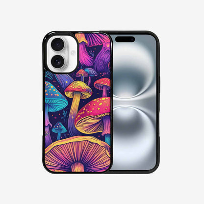 iPhone 16 Case — Mushroom Psychedelic Art Seamless Pattern Vibrant, Custom Printed Phone Case