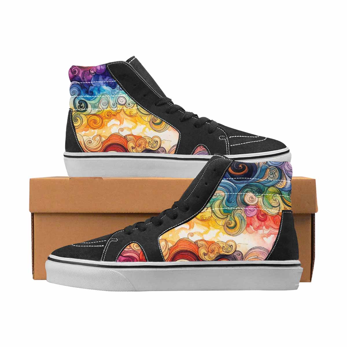 WOMEN'S Tie Dye High Top Canvas Made To Order Dreamcore Custom Art Shoes
