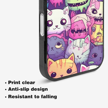 iPhone 16 Case — Pastel Gore Cat Character Pattern Hundreds, Custom Print Case Cover