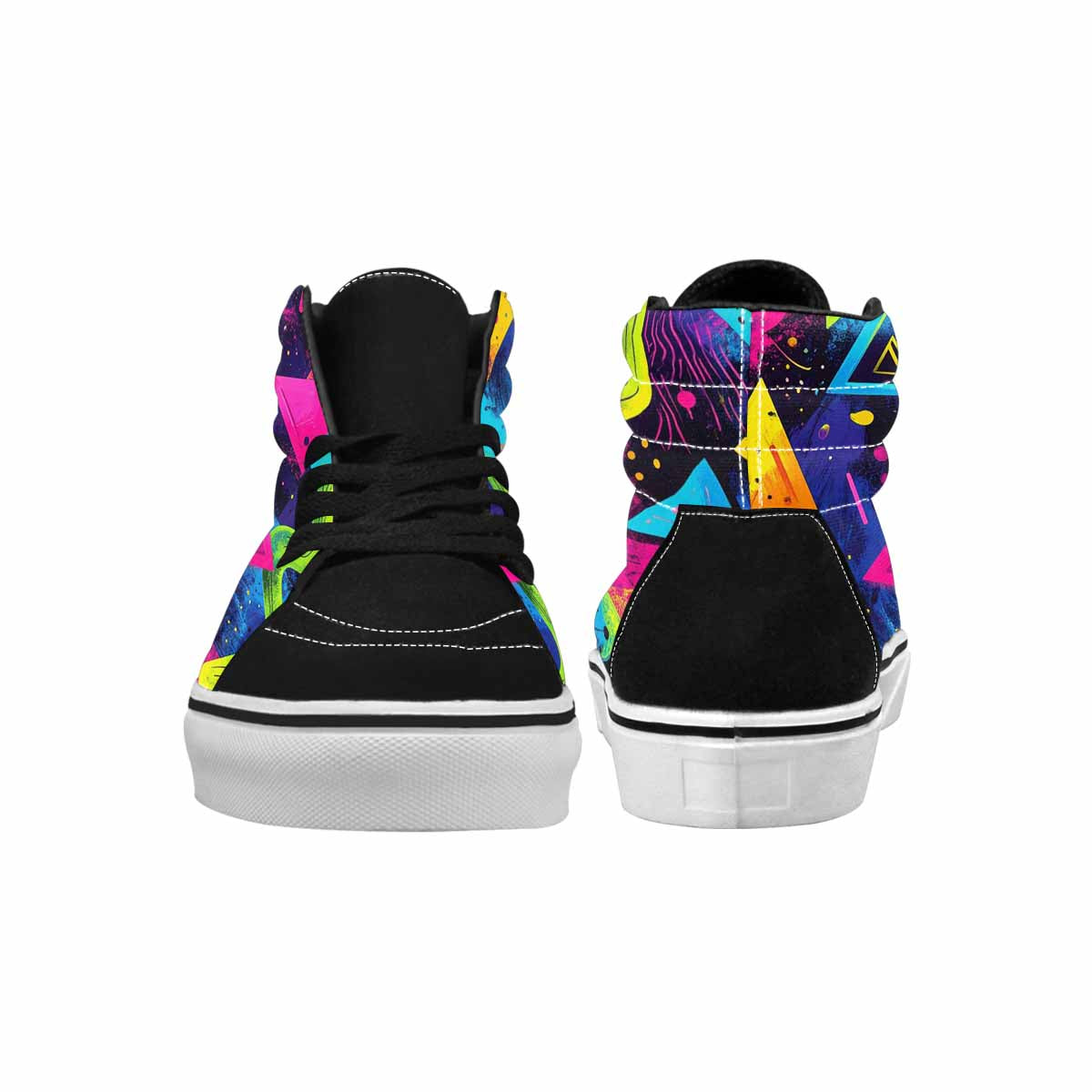 WOMEN'S Memphis Squiggles Triangles Dots High Top Canvas Aesthetic Shoes