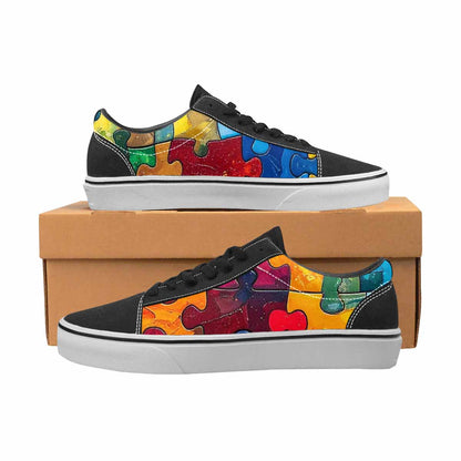 WOMEN'S Autism Puzzle Pieces Lace-Up Canvas Vibrant Chaos Custom Sneakers