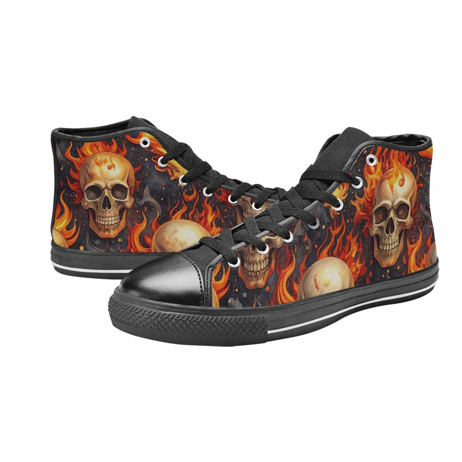 MEN'S Skulls - Flaming High Top Canvas Dreamcore Sneakers