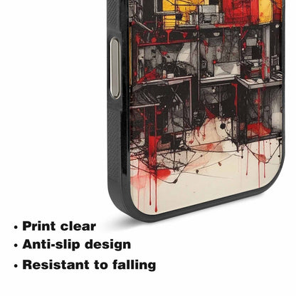 iPhone 16 Pro Max Case — Liminal Space Fragment Black Red Ink, Original Design Phone Case