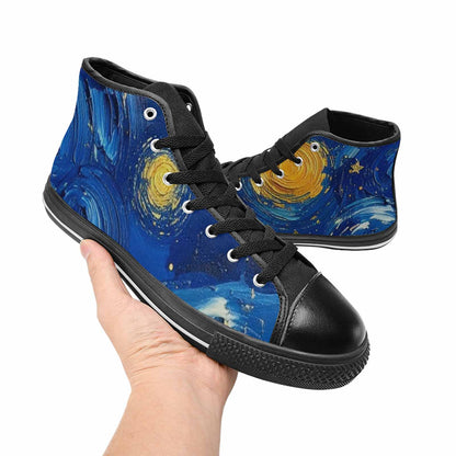 WOMEN'S Starry Night Galaxy High Top Canvas Aesthetic Custom Sneakers