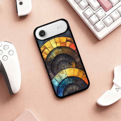 iPhone 17 Air Case — Metallic Reptile Rainbow Arc Original Art, Unique Phone Case Design