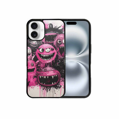 iPhone 16 Plus Case — Monsters General Black Pink Ink Cartoon, Custom Printed Phone Case