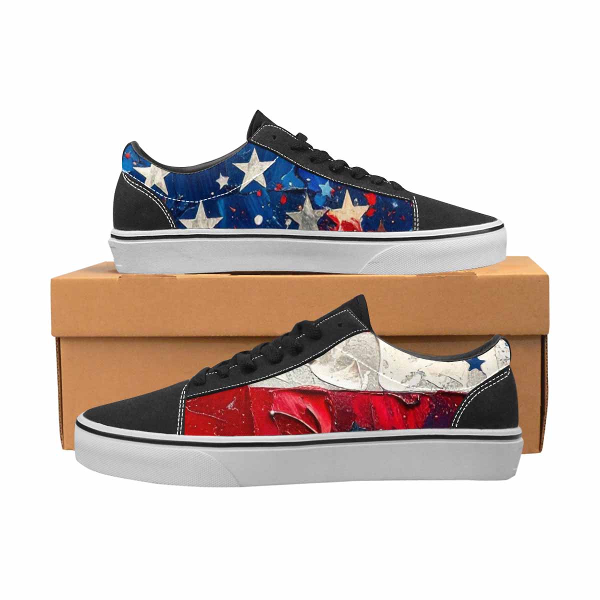 WOMEN'S Patriotic Stars Stripes Lace-Up Canvas Aesthetic Shoes