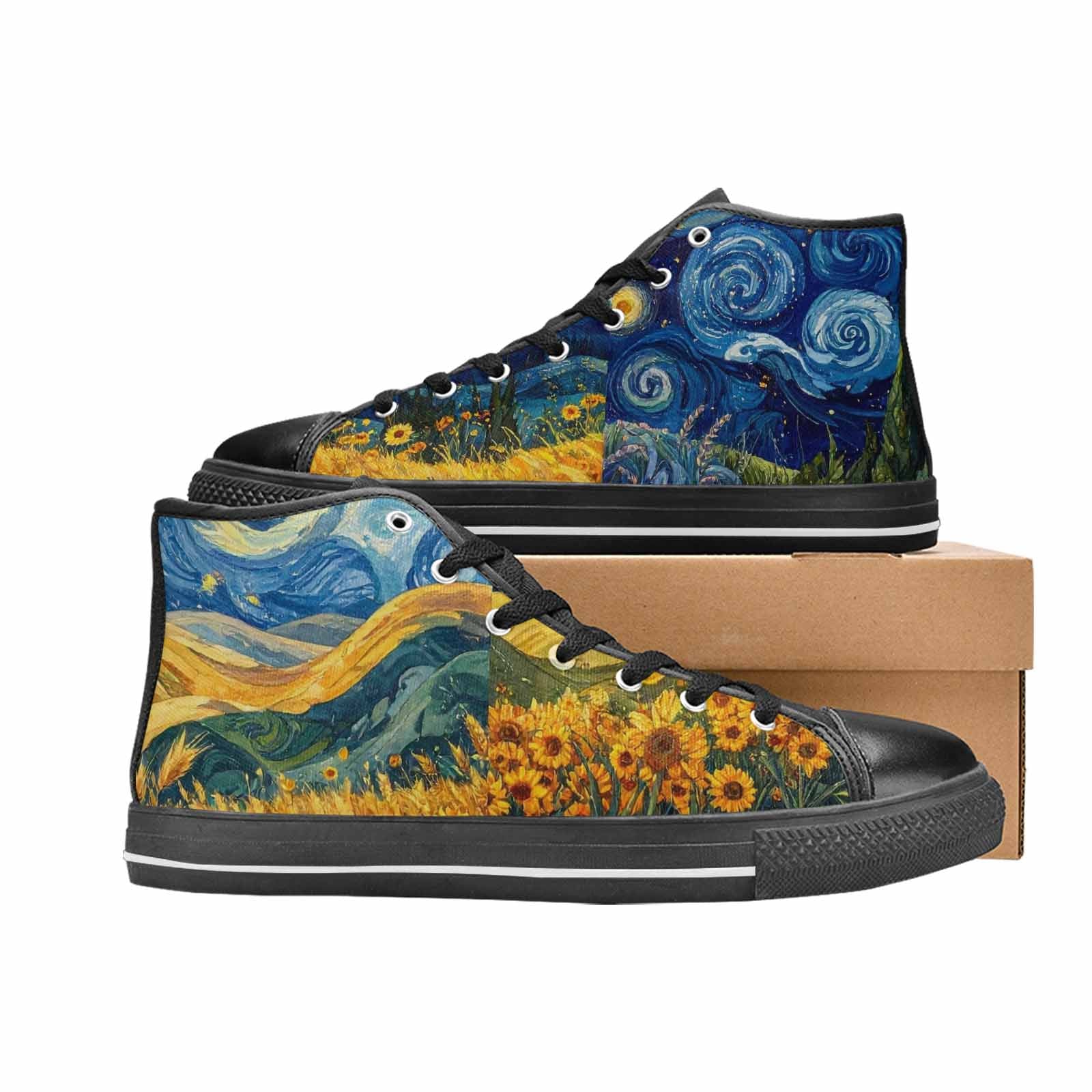 MEN'S Van Gogh-Style Swirl High Top Canvas Grunge Shoes