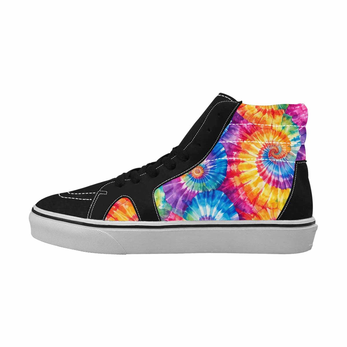 WOMEN'S Tie Dye Swirl High Top Canvas Vibrant Chaos Custom Sneakers