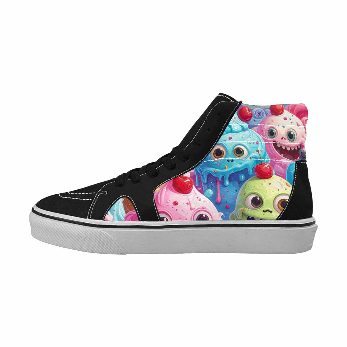 MEN'S Melting Icecream Monster Cherry High Top Canvas Aesthetic Shoes