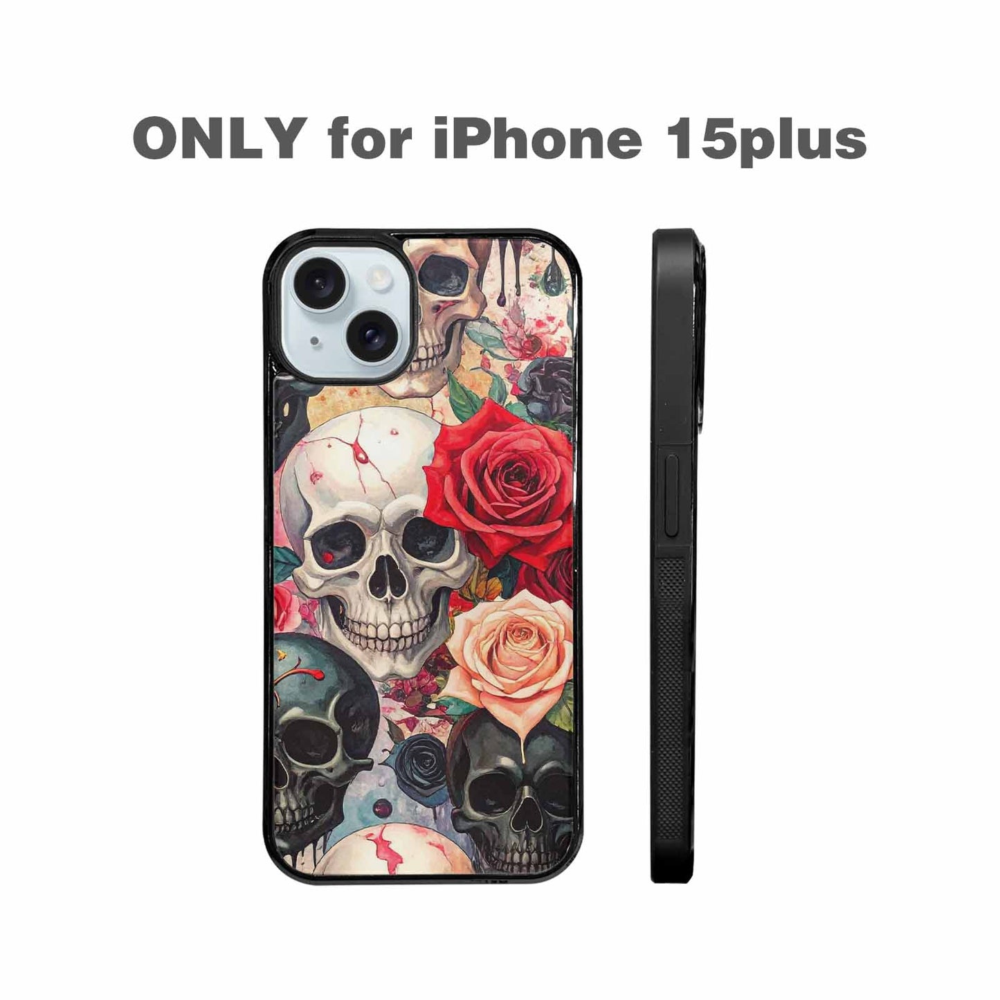 iPhone 15 Plus Case — Skulls And Roses Skulls And Roses, Custom Print Case Cover