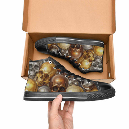WOMEN'S Skulls - Metallic-Chrome- High Top Canvas Neon Fantasy Sneakers