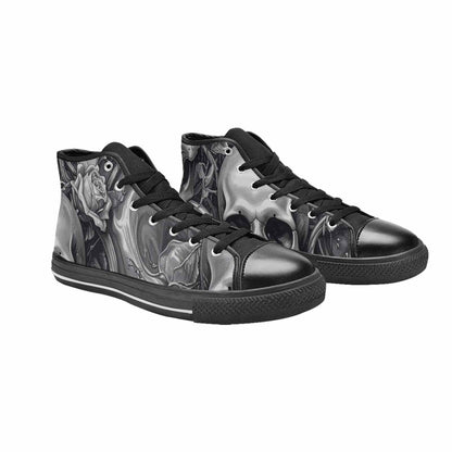 WOMEN'S Skulls Roses Chrome Airbrush High Top Canvas Cottagecore Sneakers