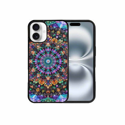 iPhone 16 Plus Case — Crystal Mandala Art Seamless Pattern Vibrant, Customized Protective Case