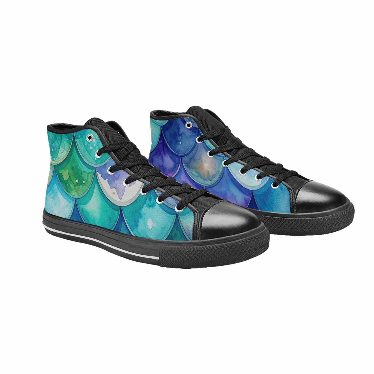WOMEN'S Mermaid Scale High Top Canvas Y2K Custom Shoes
