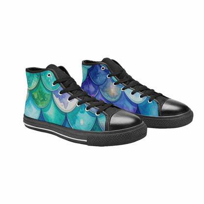 WOMEN'S Mermaid Scale High Top Canvas Y2K Custom Shoes