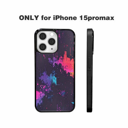 iPhone 15 Pro Max Case — Glitch Dark Art Seamless Pattern Vibrant, Custom Phone Case