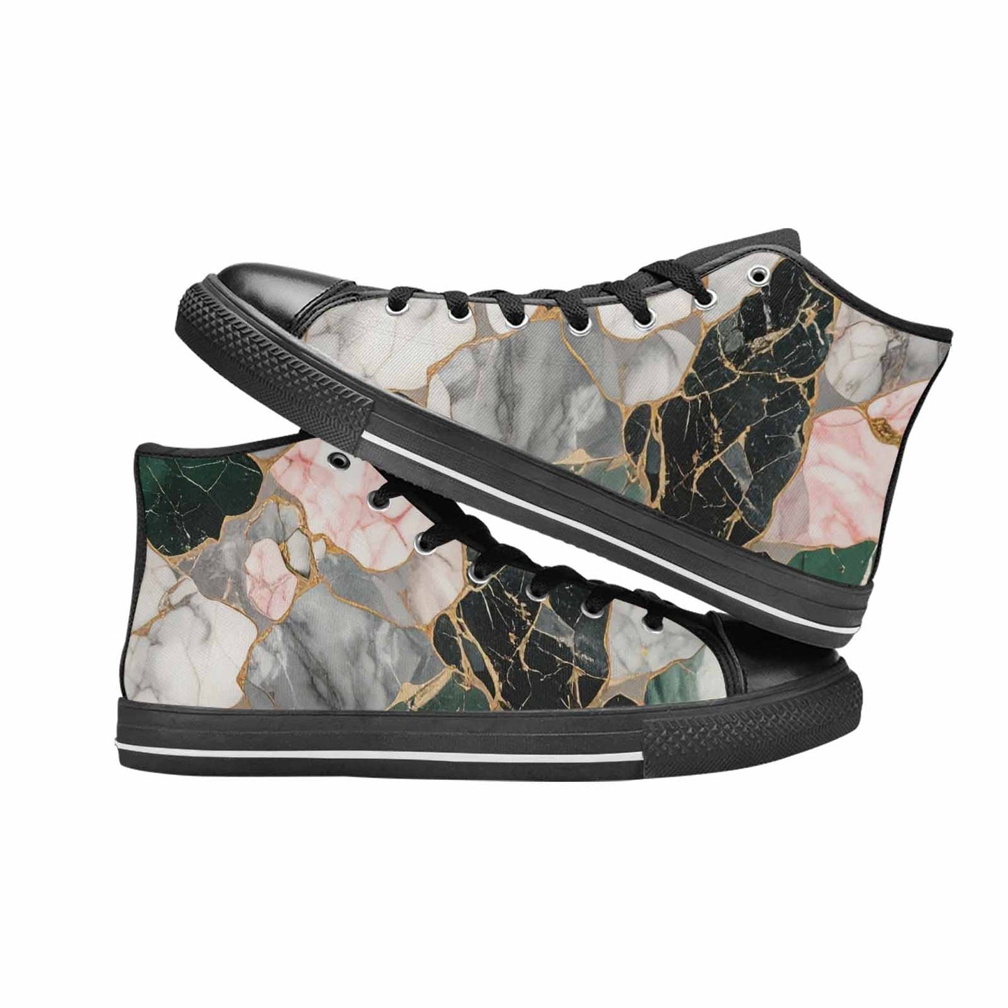WOMEN'S Marble Stone Texture High Top Canvas Surreal Custom Sneakers