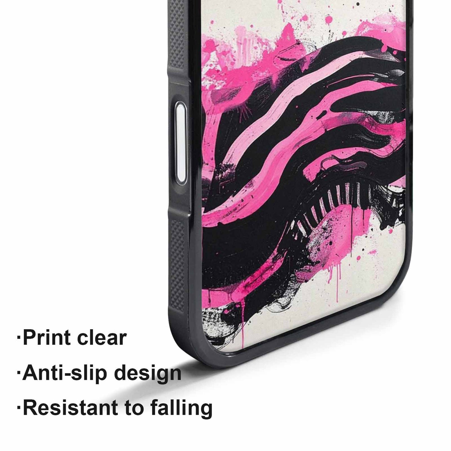 iPhone 17 Pro Case — Black Pink Ink Zebra Stripe Animal, Custom Print Case Cover