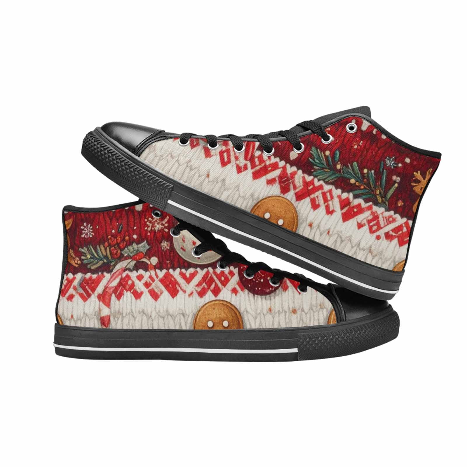 WOMEN'S Christmas Holly Snowflake High Top Canvas Aesthetic Shoes