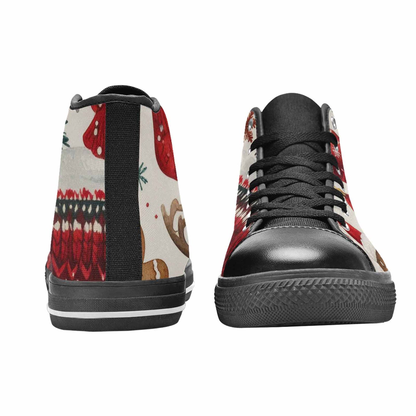 WOMEN'S Christmas Holly Snowflake High Top Canvas Dark Academia Custom Sneakers