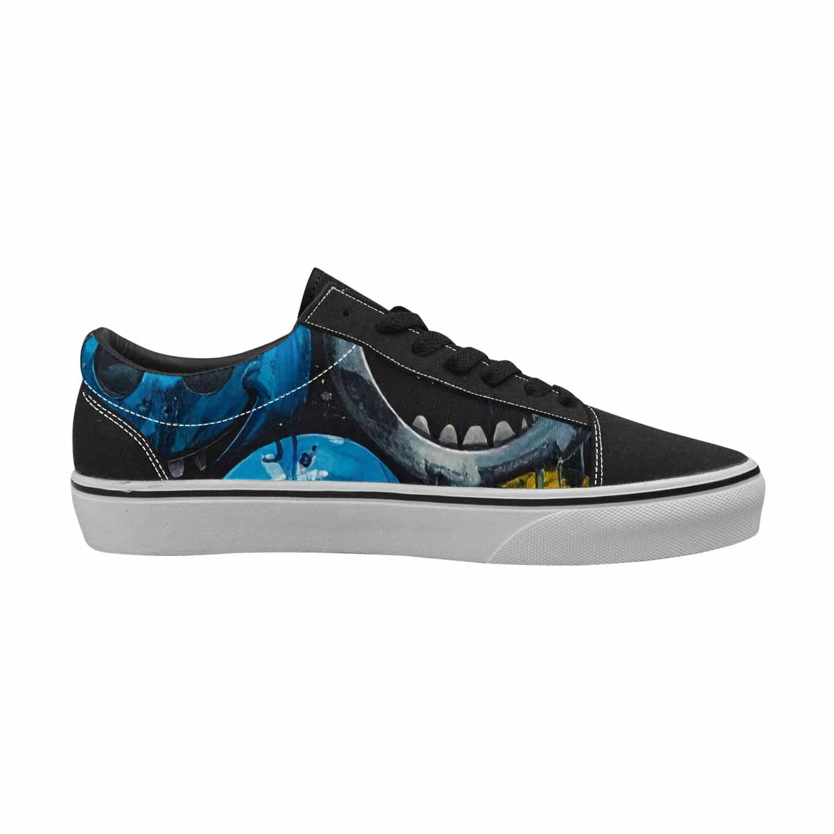 WOMEN'S Melting Moon Smiley Lace-Up Canvas Wallpaper Art Custom Sneakers