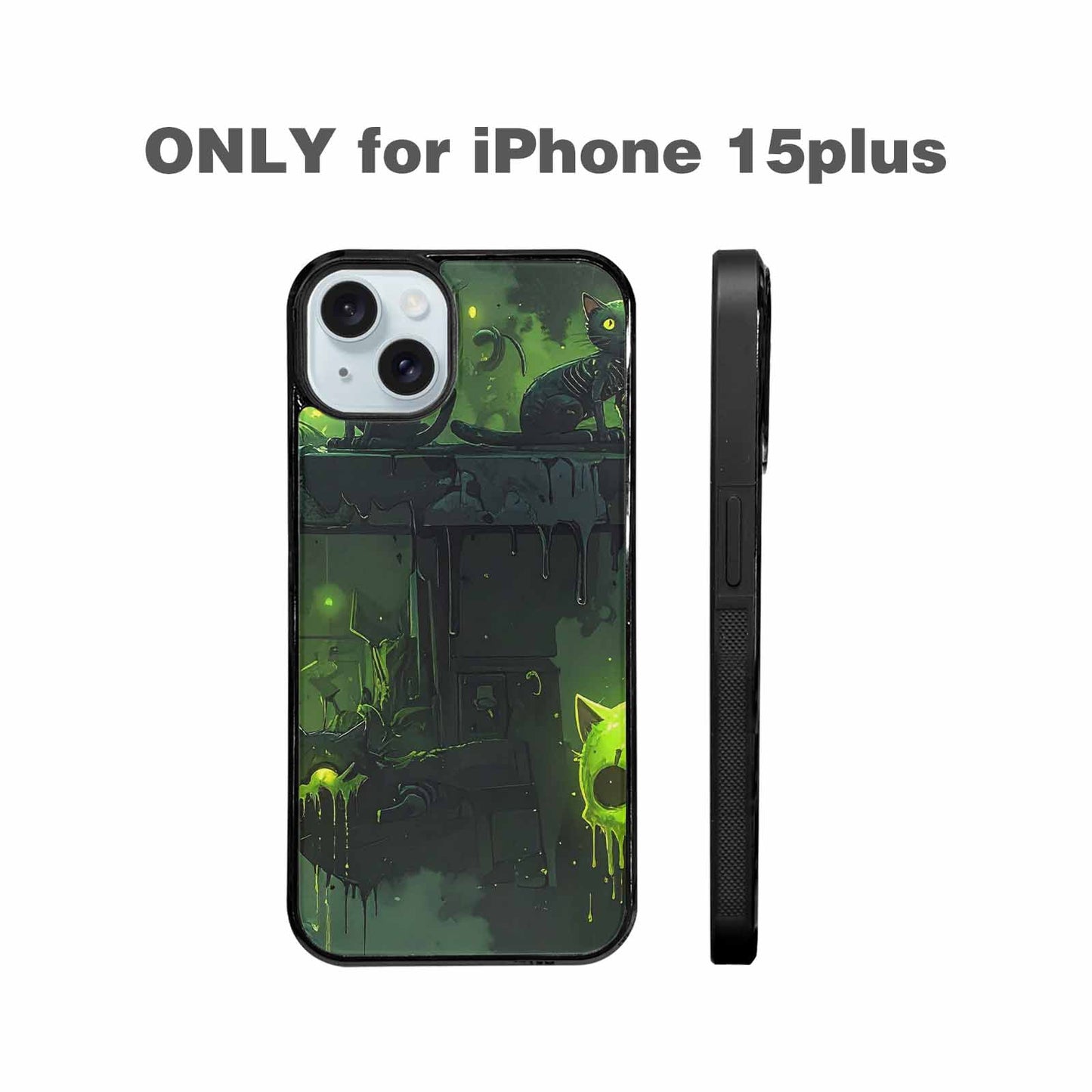 iPhone 15 Plus Case — Toxic Melting Skeleton Cats Small Toxic, Original Design Phone Case