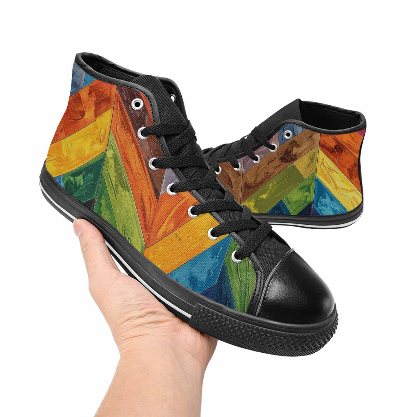 MEN'S Progress Pride Flag High Top Canvas Dark Academia Custom Sneakers