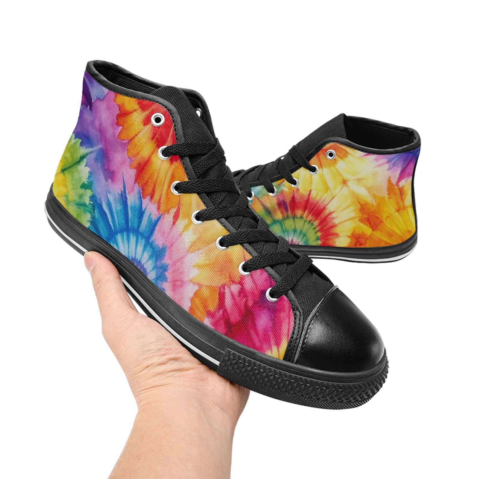 MEN'S Tie Dye Swirl High Top Canvas Dreamcore Custom Sneakers