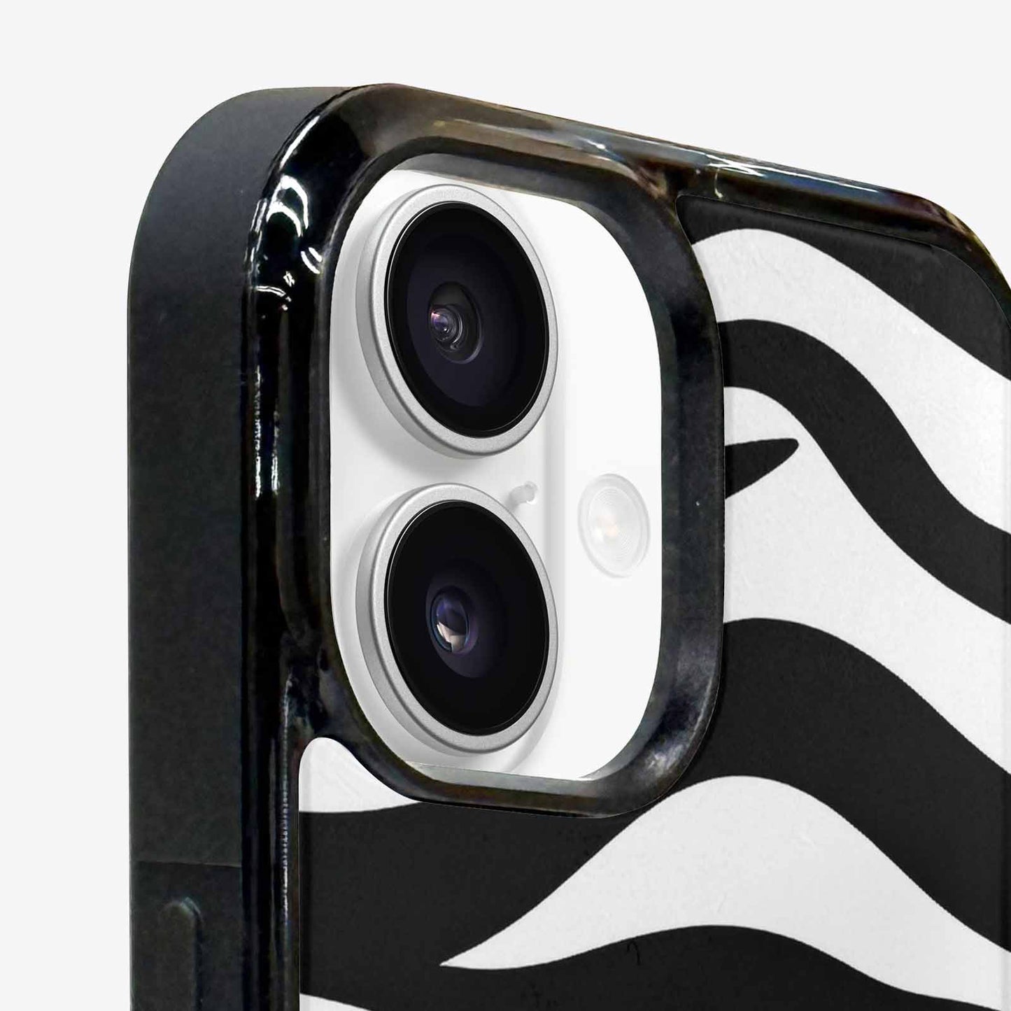 iPhone 16 Plus Case — Zebra Print Black White, Custom Designed Case Cover