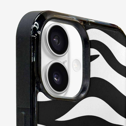 iPhone 16 Plus Case — Zebra Print Black White, Custom Designed Case Cover