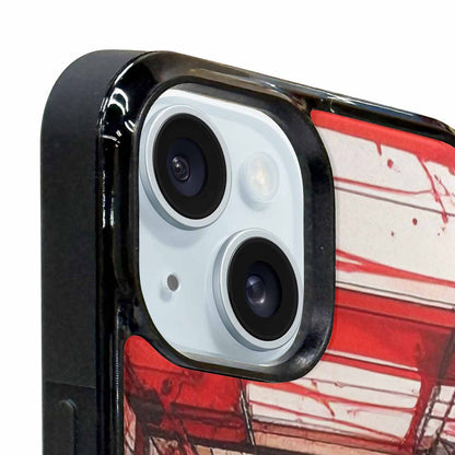 iPhone 15 Plus Case — Liminal Space Fragment Black Red Ink, Custom Phone Case