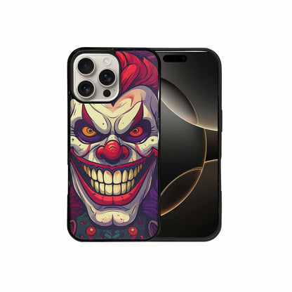 iPhone 16 Pro Max Case — Evil Circus Heads Faces Overlapping Patterns, Custom Phone Case