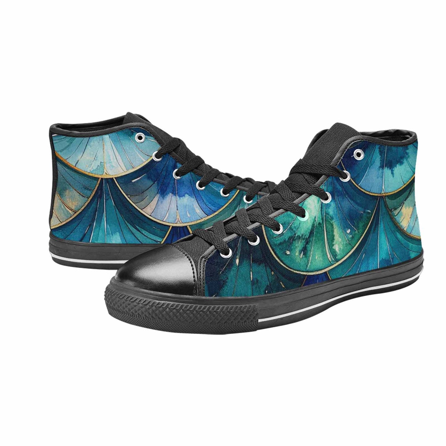 WOMEN'S Mermaid Scale High Top Canvas Grunge Sneakers