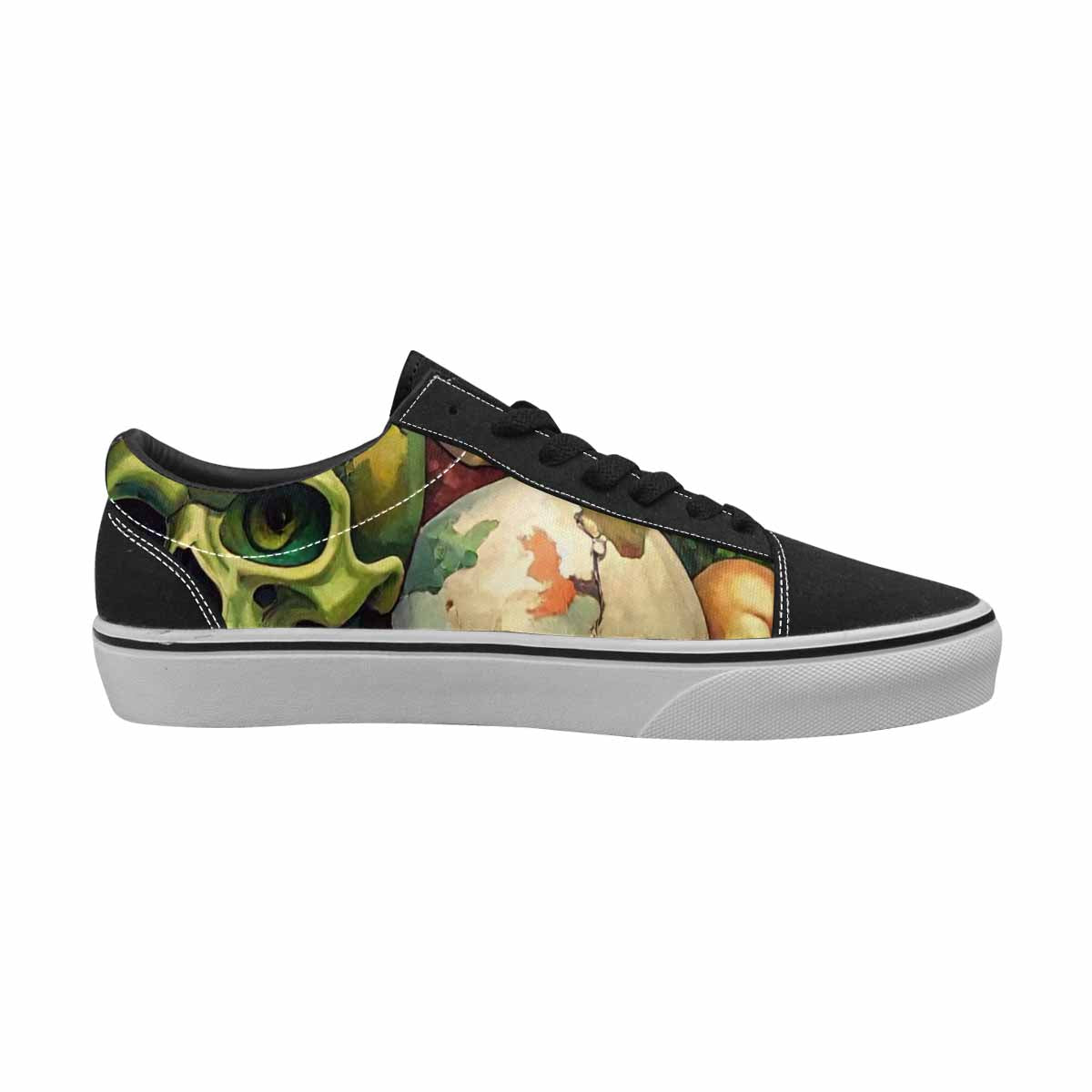 WOMEN'S Skulls  Camo Skulls Lace-Up Canvas Vivid Custom Sneakers
