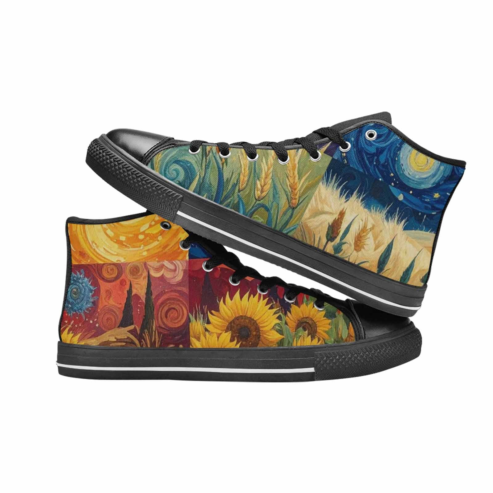 WOMEN'S Van Gogh-Style Swirl High Top Canvas Dreamcore Custom Shoes