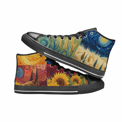 WOMEN'S Van Gogh-Style Swirl High Top Canvas Dreamcore Custom Shoes