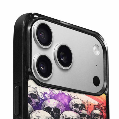 iPhone 17 Pro Max Case — Black &amp; Purple Ink Gothic Skulls, Original Design Phone Case