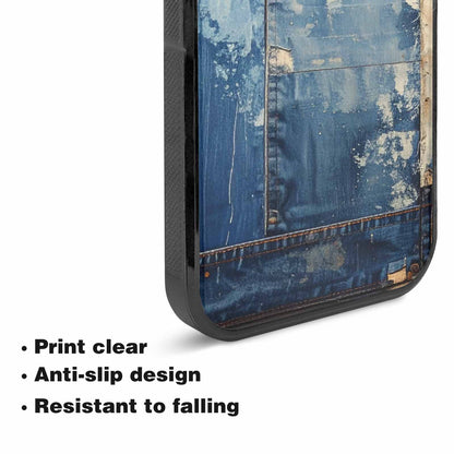 iPhone 15 Plus Case — Denim Distressed Textures Print Edge To, Original Design Phone Case