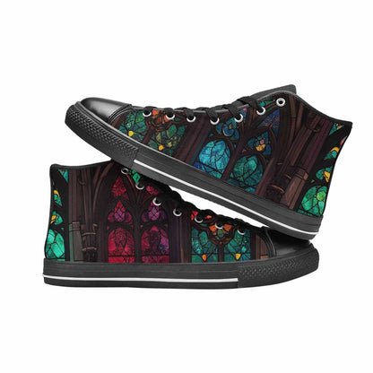 WOMEN'S Stained Glass Cathedral High Top Canvas Wallpaper Art Custom Sneakers