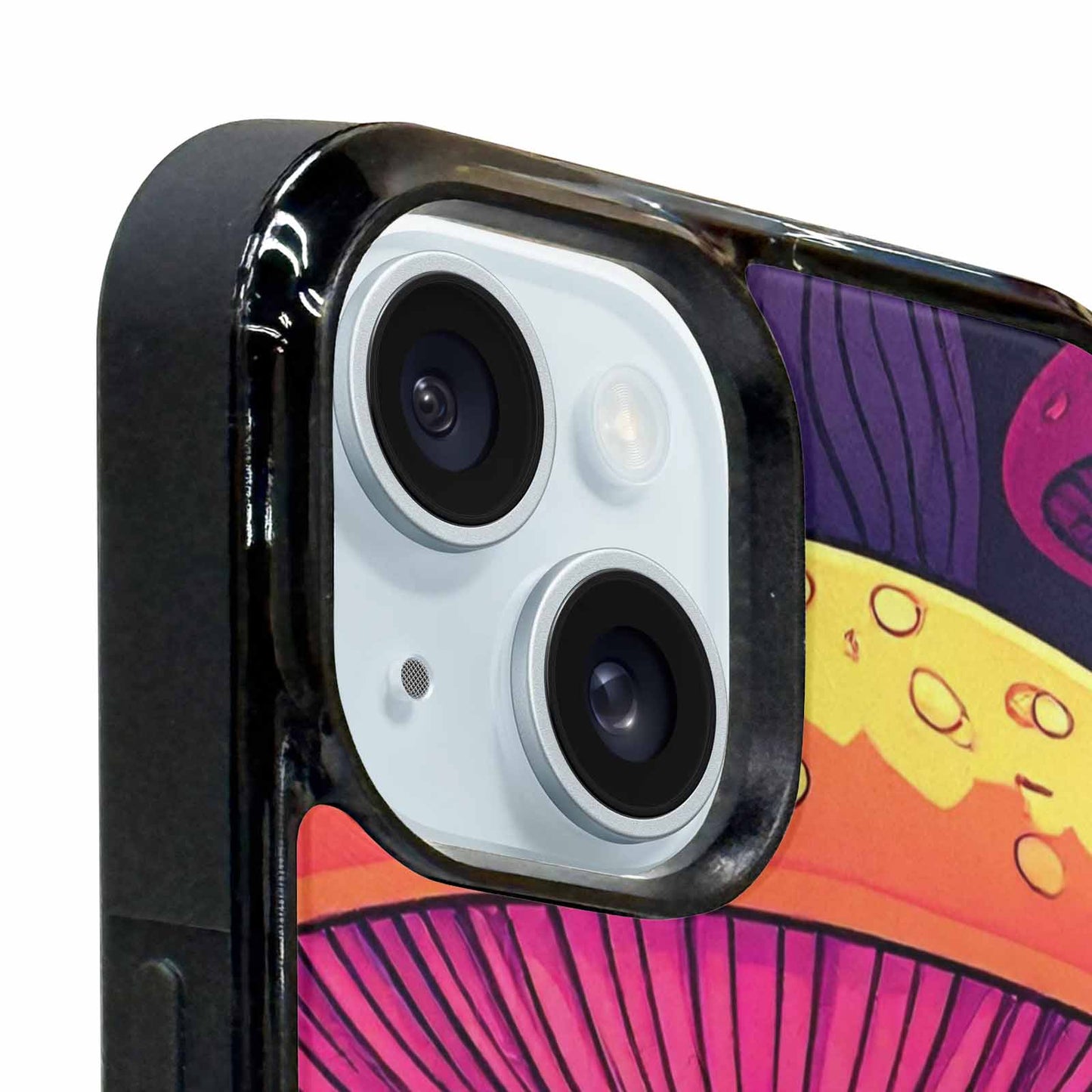 iPhone 15 Plus Case — Psychedelic Mushroom Cartoon Pattern, Custom Designed Case Cover