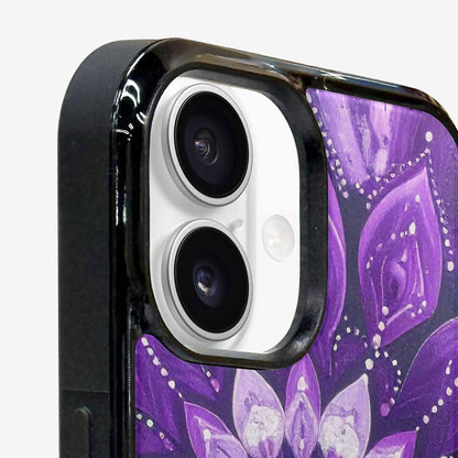 iPhone 16 Case — Purple Mandala Bohemian Print Edge To, Custom Made Phone Cover