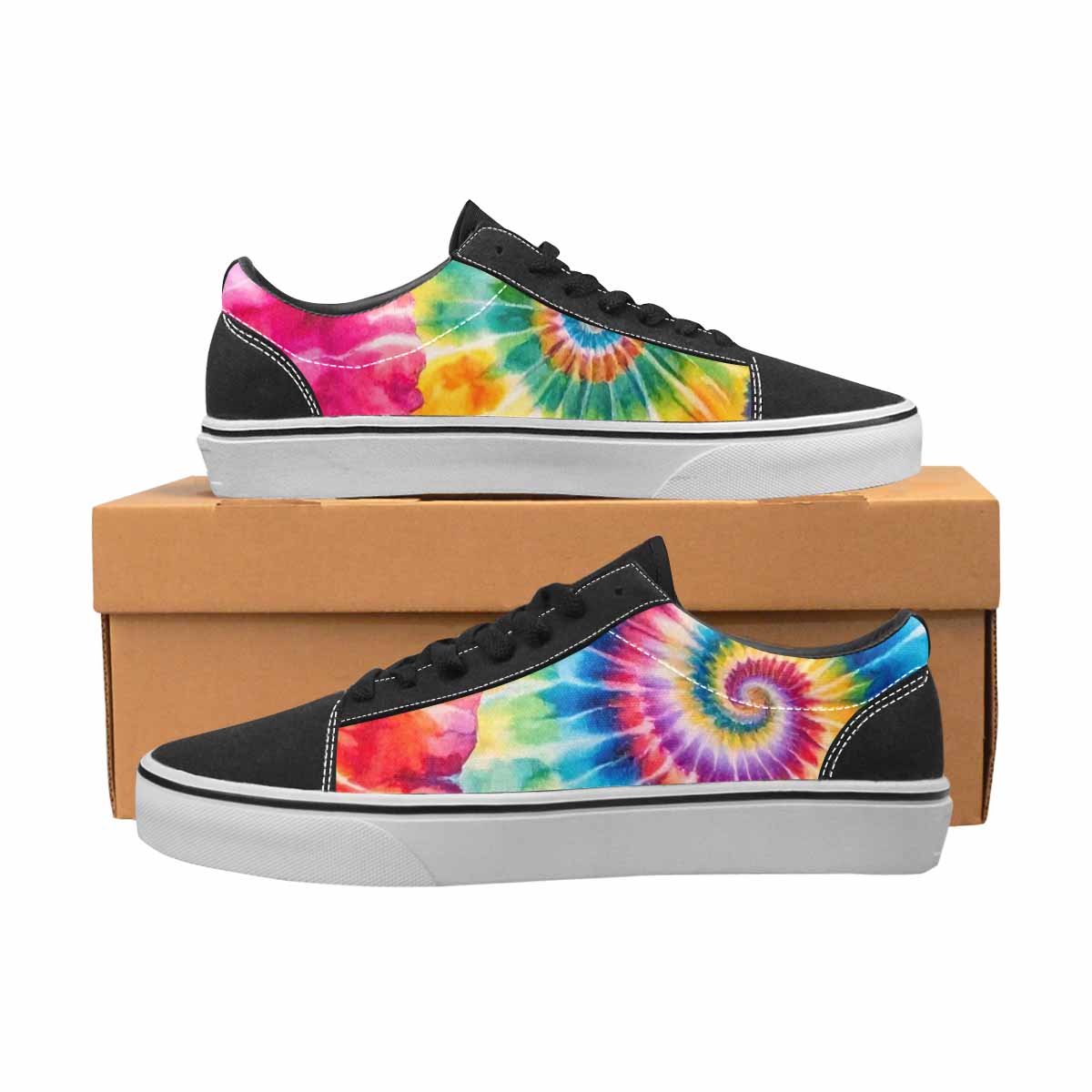 WOMEN'S Tie Dye Swirl Canvas Lace-Up Vivid Custom Sneakers