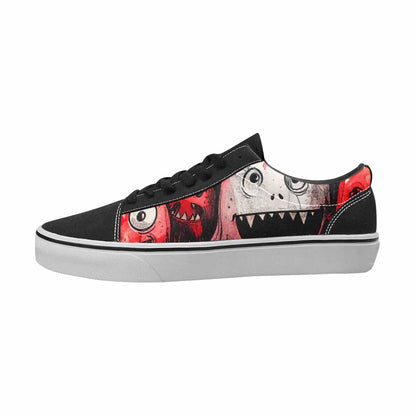 MEN'S Monsters Black & Red Ink Canvas Unique Print Surreal Custom Streetwear Shoes